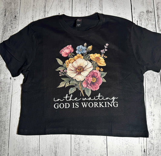 In the Waiting, God is Working – Floral Faith Tee